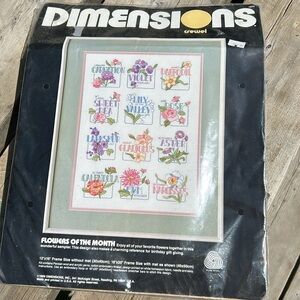 Dimensions Crewel Embroidery Kit. 
Flowers of the month. 12”x 16”w/o mat.